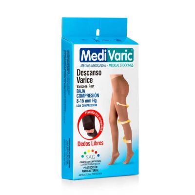 MEDIA DE COMPRESION BAJA 8-15 DAMA CADERA XL BEIGE DEDOS LIBRES MEDIVARIC