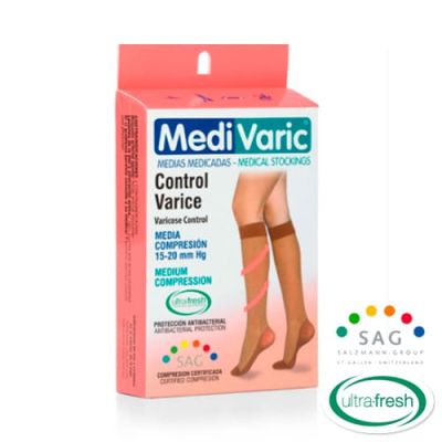 MEDIA DE COMPRESION MEDIA 15-20 DAMA RODILLA S BEIGE  MEDIVARIC