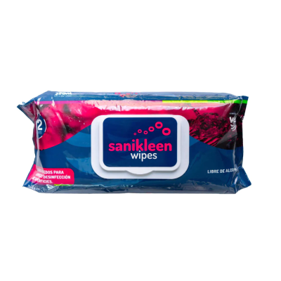 SANIKLEEN WIPES PAÑOS HUMEDOS DESINFECTANTES DE SUPERFICIE PAQUETE X 72 UND