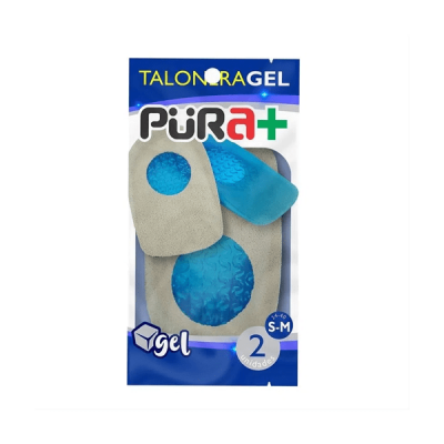 PURA+ TALONERA SILICON GEL TALLA S-M PEQUEÑA COLOR GRIS PUNTO AZUL REF. 0132 X PAR