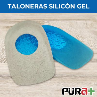PURA+ TALONERA SILICON GEL TALLA L-XL GRANDE COLOR GRIS PUNTO AZUL REF. 0170 X PAR