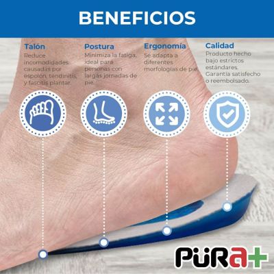 PURA+ TALONERA SILICON GEL TALLA L-XL GRANDE COLOR GRIS PUNTO AZUL REF. 0170 X PAR