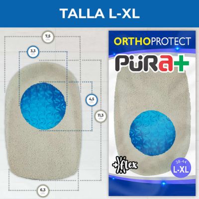 PURA+ TALONERA SILICON GEL TALLA L-XL GRANDE COLOR GRIS PUNTO AZUL REF. 0170 X PAR