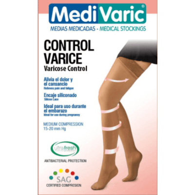 DAMA TRANS. MUSLO ENCAJE COMP. MEDIA 15-20 MM HG T/S COLOR NEGRO REF. 1122P0104 (MEDIAS COMPRESION)