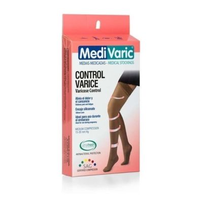 MEDIA DE COMPRESION MEDIA 15-20 DAMA MUSLO T-XL BEIGE - MEDIVARIC