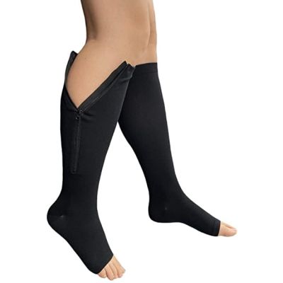 MEDIA DE COMPRESION MEDIA 15-20 UNISEX RODILLA T-XL NEGRO DEDOS LIBRES - MEDIVARIC