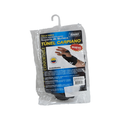 SOPORTE MUÑECA TUNEL CARPIANO AMBIDIESTRO COLOR NEGRO TALLA M REF. 820000615042 X UND. TECNOMED