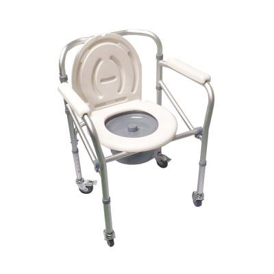 COMODO SANITARIO 44 CM KONFORT PLUS PLEGABLE CON RUEDAS ALUMINIO ANODIZADO REF. KB225CR-AL19