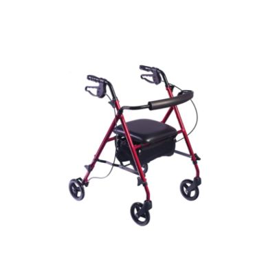 CAMINADOR EN ALUMINIO COLOR ROJO CON RUEDAS-ALTURA AJUSTABLE-FRENO MANO REF.KP271-AL-2 KONFORT PLUS