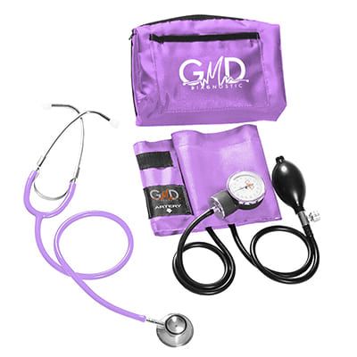 KIT COLORS TENSIOMETRO + FONENDOSCOPIO DOBLE CAMPANA ESTUCHE COLOR PURPURA CLARO REF. GMD50-DC-T16