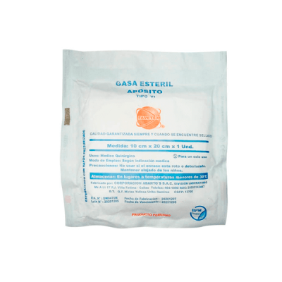 APOSITO DE GASA ESTERIL 10 CM X 20 CM PAQ X 1 UND