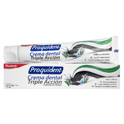 CREMA DENTAL TRIPLE ACCION CARBON ACTIVADO SABOR MENTA TBO X 75 ML PROQUIDENT