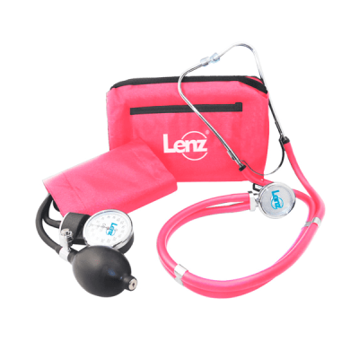 KIT DE TENSIOMETRO + FONENDOSCOPIO  COLOR ROSADO - LENZ