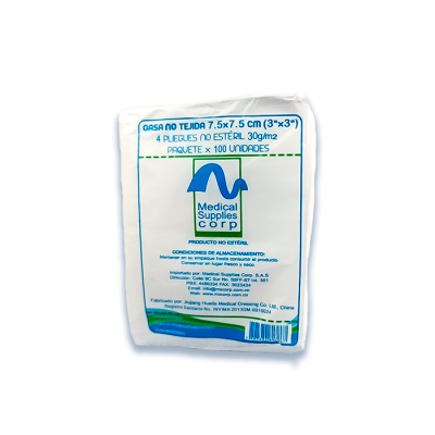 GASA NO TEJIDA NO ESTERIL 7.5 X 7.5 PAQ X 100 UND - MEDICAL SUPPLIES