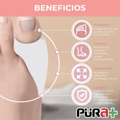 PURA+ PROTECTOR DE JUANETE SILICON GEL GRANDE COLOR BLANCO REF. 0125 X PAR