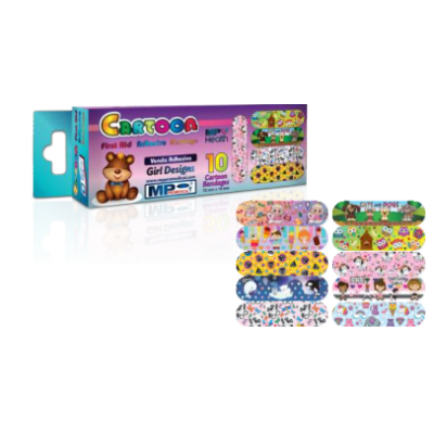 CURAS ADHESIVAS CARTOON NIÑA CJA X 10 UND - MEDICAL TAPE