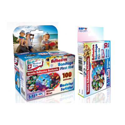 CURAS ADHESIVAS REDONDAS CARTOON PARA NIÑOS CJA X 10 UND - MEDICAL TAPE
