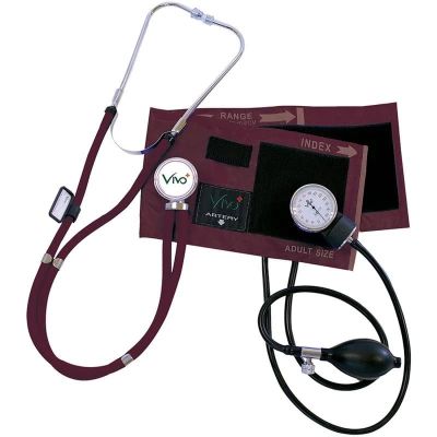 KIT TENSIOMETRO + FONENDOSCOPIO DOBLE CAMPANA RAPPAPORT ESTUCHE COLOR VINO - VIVO+