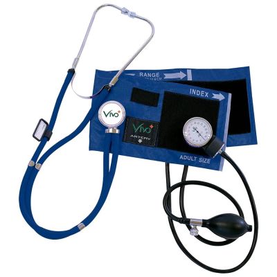 KIT TENSIOMETRO + FONENDOSCOPIO DOBLE CAMPANA RAPPAPORT ESTUCHE COLOR AZUL - VIVO+