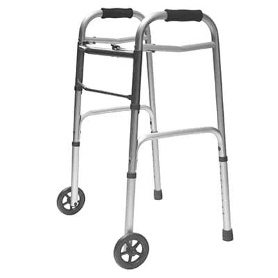 CAMINADOR CON RUEDAS 5" PLEGABLE ALUMINIO ANODIZADO KONFORT PLUS A.AJUSTABLE C/GRIS REF.KP153-AL-19