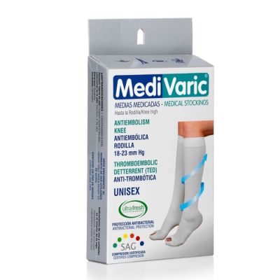 MEDIA MEDICADA UNISEX RODILLA ANTIEMBOLICA M BLANCO