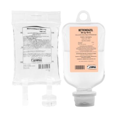 METRONIDAZOL INFUSION IV 500MG BOLSA PEBD X 100ML ENVASE SEMIRRIGIDO -CORPAUL