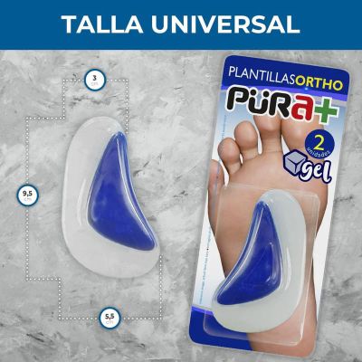 PURA+ PLANTILLA ARCO PIE PLANO TALLA UNICA COLOR TRANSPARENTE AZUL REF. 1863 X PAR
