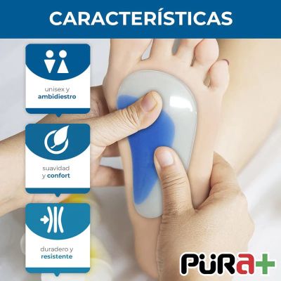 PURA+ PLANTILLA ARCO PIE PLANO TALLA UNICA COLOR TRANSPARENTE AZUL REF. 1863 X PAR