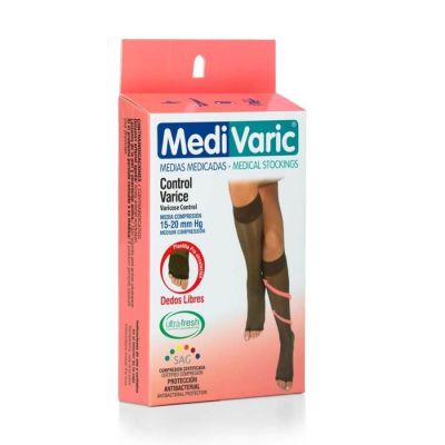 MEDIA DAMA TRANSP RODILLA COMP MEDIA 15-20  DEDOS LIBRES TALLA L SAHARA REF 1129P0301 MEDIVARIC