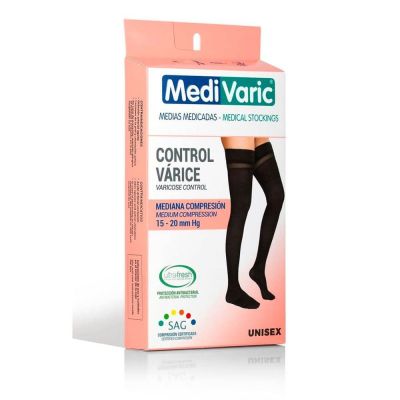 MEDIA DE COMPRESION MUSLO OPACA 15-20MMHGUNISEX T-M NEGRO REF.5222P0204 - MEDIVARIC