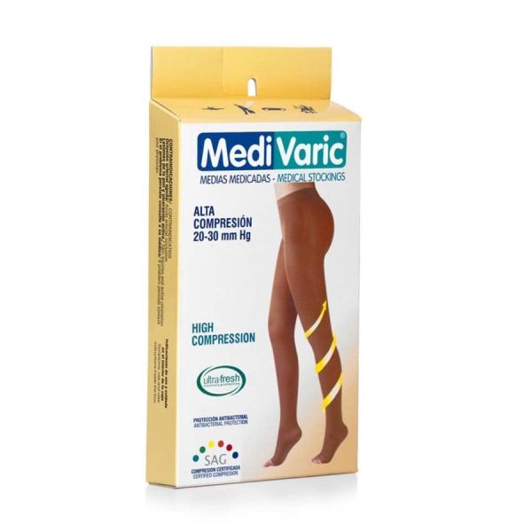 MEDIA DE COMPRESION ALTA 20-30 DAMA CADERA XL BEIGE  MEDIVARIC
